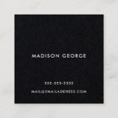 Modern minimaal monogram typografie zwart vierkante visitekaartje (Achterkant)