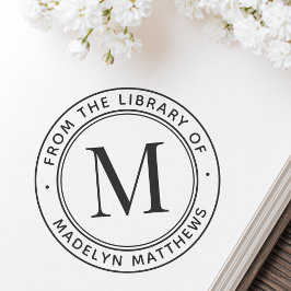 Modern minimaal monogram uit de bibliotheek van bo  zelfinktende stempel