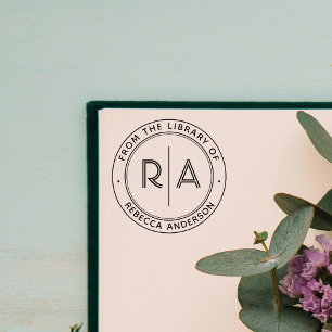 Modern minimaal monogram uit de bibliotheek van rubberstempel