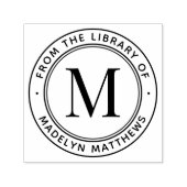Modern minimaal monogram uit de boekenbibliotheek  zelfinktende stempel (Design)