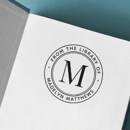 Modern minimaal monogram uit de boekenbibliotheek  zelfinktende stempel