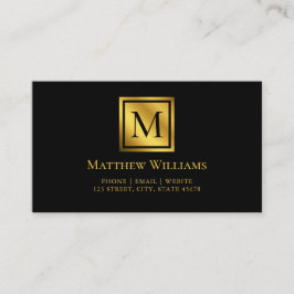 Modern Minimaal Monogram Zwart En Goud Visitekaartje