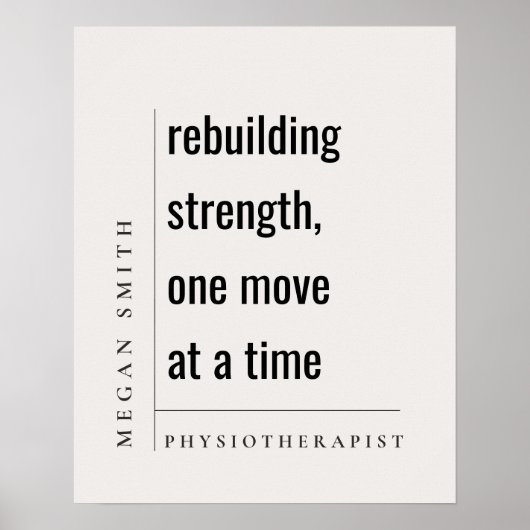 Modern Minimaal Motivatie Fysiotherapeut Gift Poster (Voorkant)