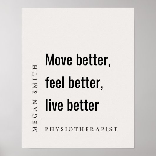 Modern Minimaal Motivatie Fysiotherapeut Gift Poster (Voorkant)