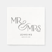 Modern minimaal Mr en Mrs Wedding Servet (Voorkant)