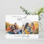 Modern minimaal multi-foto kerstscript feestdagenkaart (Staand voorkant)