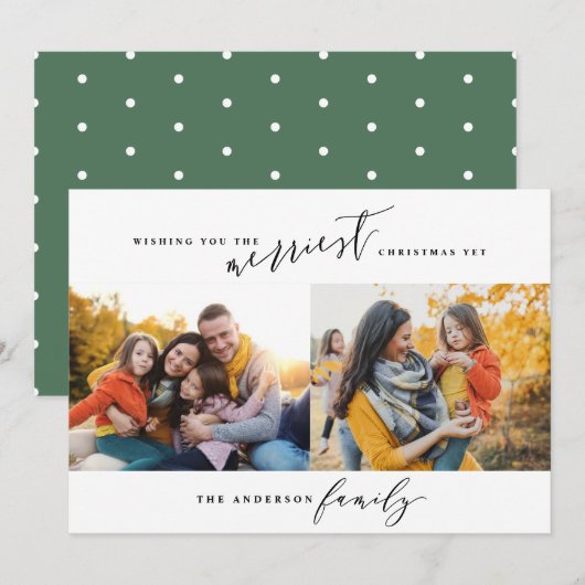 Modern minimaal multi-foto kerstscript feestdagenkaart (Voorkant / Achterkant)