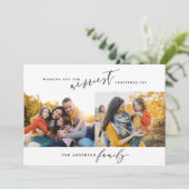 Modern minimaal multi-foto kerstscript feestdagenkaart (Staand voorkant)