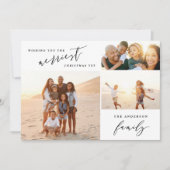 Modern minimaal multi-foto kerstscript feestdagenkaart (Voorkant)