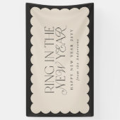 Modern minimaal nieuwjaar zwart vakantie golvende  spandoek (Verticaal)