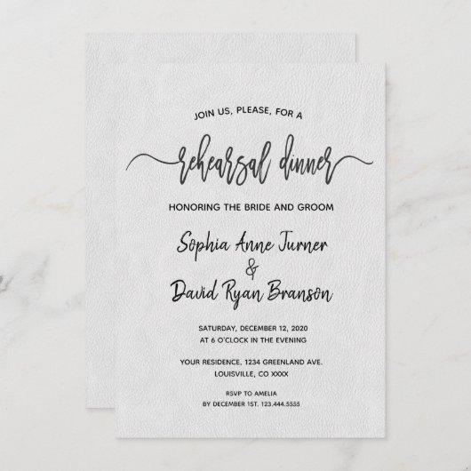 Modern Minimaal Oefendiner met Handgeschreven Teks Kaart (Voorkant / Achterkant)