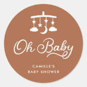 Modern minimaal OH-Baby shower Ronde Sticker (Voorkant)