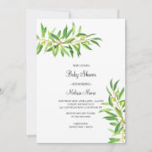 Modern minimaal olijftak baby shower kaart (Voorkant)