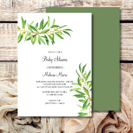 Modern minimaal olijftak baby shower kaart
