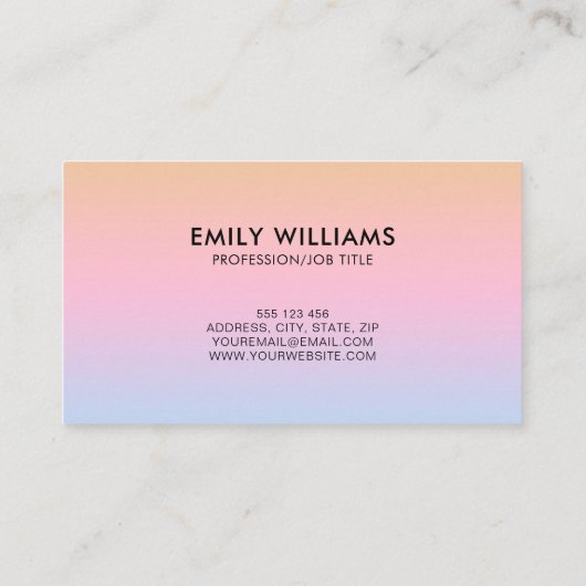 Modern minimaal ombre gradiënt Visitekaartje (Achterkant)
