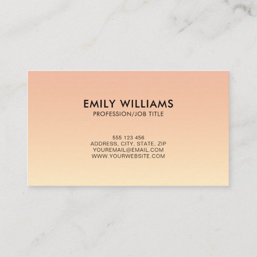 Modern minimaal ombre gradiënt Visitekaartje (Achterkant)