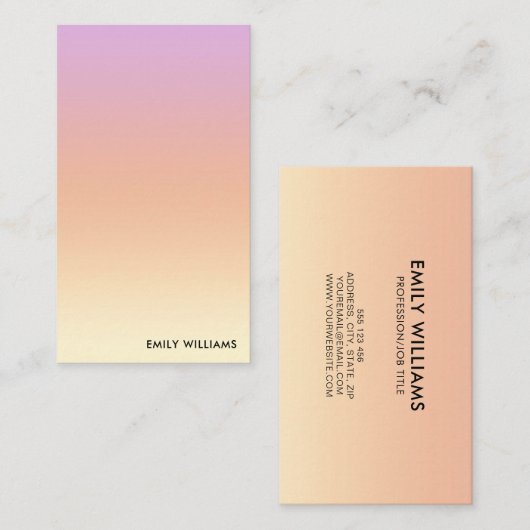Modern minimaal ombre gradiënt Visitekaartje (Voorkant / Achterkant)