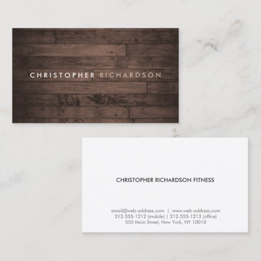 MODERN & MINIMAAL OP RUSTIEK BRUIN HOUT VISITEKAARTJE (Voorkant / Achterkant)