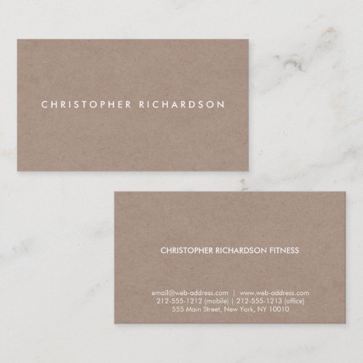 MODERN & MINIMAAL OP TAN CARDBOARD II VISITEKAARTJE (Voorkant / Achterkant)