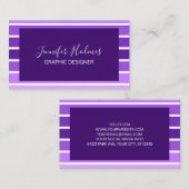Modern minimaal Paarse witte strepen Visitekaartje (Voorkant / Achterkant)