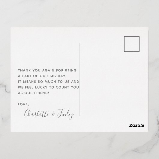    Modern & Minimaal Persoonlijk Huwelijksbedankje Folie Feestdagen Briefkaart (Achterkant)