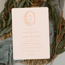 Modern Minimaal | Perzik & Blush Bruiloft Kaart