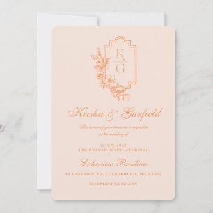 Modern Minimaal Perzik & Blush Bruiloft Kaart
