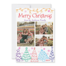 Modern Minimaal Plezierige 3 Foto Doodle Kerstmis