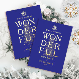 Modern Minimaal Prachtig Vakantie Kerstblauw Folie Feestdagenkaart