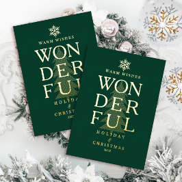 Modern Minimaal Prachtig Vakantie Kerstgroen Folie Feestdagenkaart