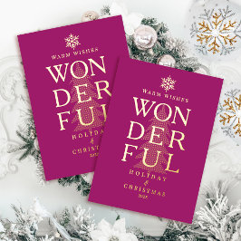 Modern Minimaal Prachtig Vakantie Kerstrood Folie Feestdagenkaart