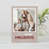 Modern Minimaal Prettig Kerstfeest Ornament Kerstm Feestdagenkaart (Staand voorkant)