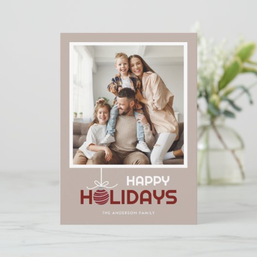 Modern Minimaal Prettig Kerstfeest Ornament Kerstm Feestdagenkaart (Staand voorkant)