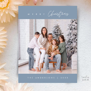 Modern Minimaal, Prettig Kerstmis Familie Foto Briefkaart