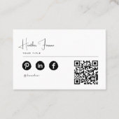 Modern Minimaal Professioneel Foto Sociale QR Code Visitekaartje (Achterkant)