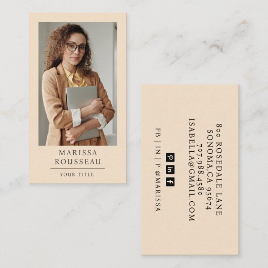 Modern Minimaal Professioneel Foto Visitekaartje (Voorkant / Achterkant)