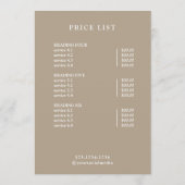 Modern Minimaal Professioneel Logo Menu Prijslijst (Achterkant)