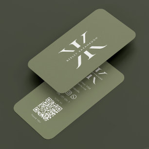 Modern Minimaal Professioneel Monogram Logo K Sage Visitekaartje
