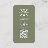 Modern Minimaal Professioneel Monogram Logo K Sage Visitekaartje (Achterkant)