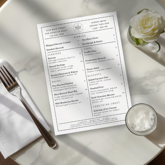 Modern Minimaal Restaurant Voeg uw logo toe  Menu