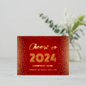 Modern Minimaal Rood Elegant Proost Folie Feestdagen Briefkaart (Staand Voorkant)