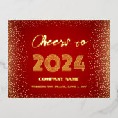 Modern Minimaal Rood Elegant Proost Folie Feestdagen Briefkaart (Voorkant)