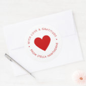 Modern Minimaal Rood Hart Ronde Sticker (Envelop)