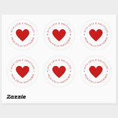 Modern Minimaal Rood Hart Ronde Sticker (Vel)