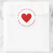 Modern Minimaal Rood Hart Ronde Sticker (Tas)
