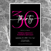 Modern Minimaal Roze Dertig Script Verjaardag Kaart