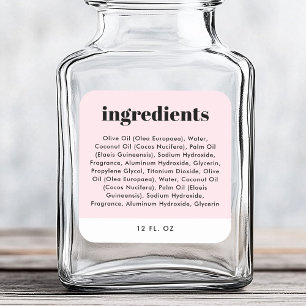 Modern minimaal roze ingrediënten lijst product la vierkante sticker