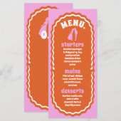 Modern Minimaal Roze & Oranje Retro Wavy Arch Menu (Voorkant / Achterkant)