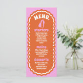 Modern Minimaal Roze & Oranje Retro Wavy Arch Menu (Staand voorkant)