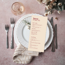 Modern Minimaal | Roze & Rode Trouwmenu Menu